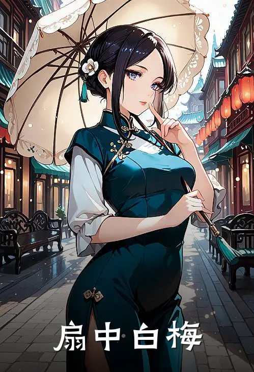 扇中白梅
