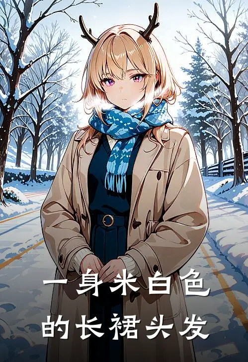 一身米白色的长裙头发
